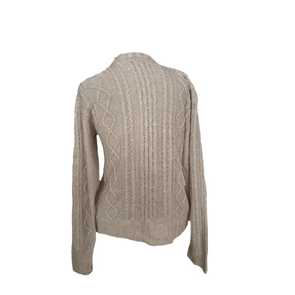 Vintage 80s 90s L.L. Bean 100% Silk Cable Knit Men's Medium M Beige‎ Tan Retro - Picture 4 of 10